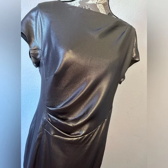 Escada Metallic Silver Shift Cocktail Party Mini Dress - Size 42 - L - Picture 5 of 13